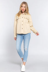 Chic Button Down Cotton Denim Shacket Simmer & Fay